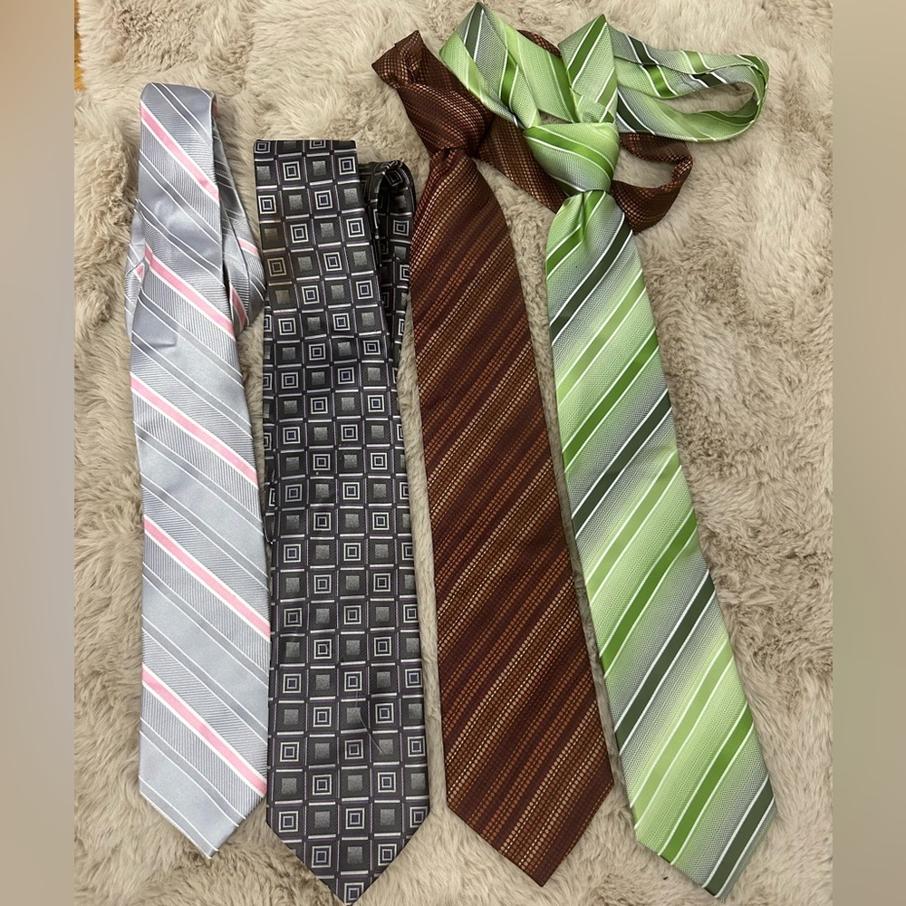 Green, brown , purple and grey ties for 9